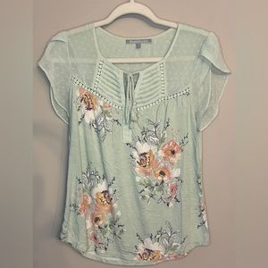 COPY - Floral mint green shirt